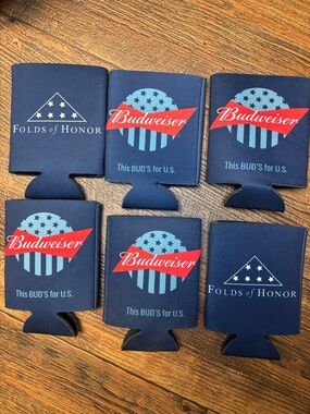 Budweiser Navy Blue Can Coolers with Red Logo - Pack of 6